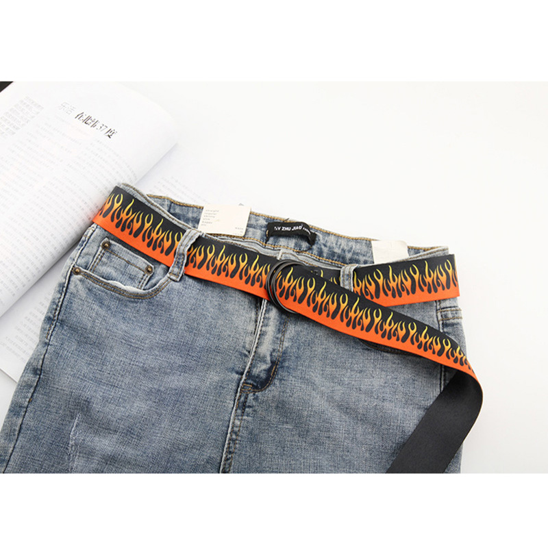 Cinturón informal de lona estilo Hip hop para hombre y mujer, cinturón de cintura con hebilla en D: Black 2