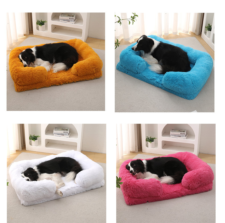 Winter Thickened Washable Removable Plush Fluffy Pet Bed for Large Medium Dogs Cats, Rectangular & Square Dog Bed Mat Cushion