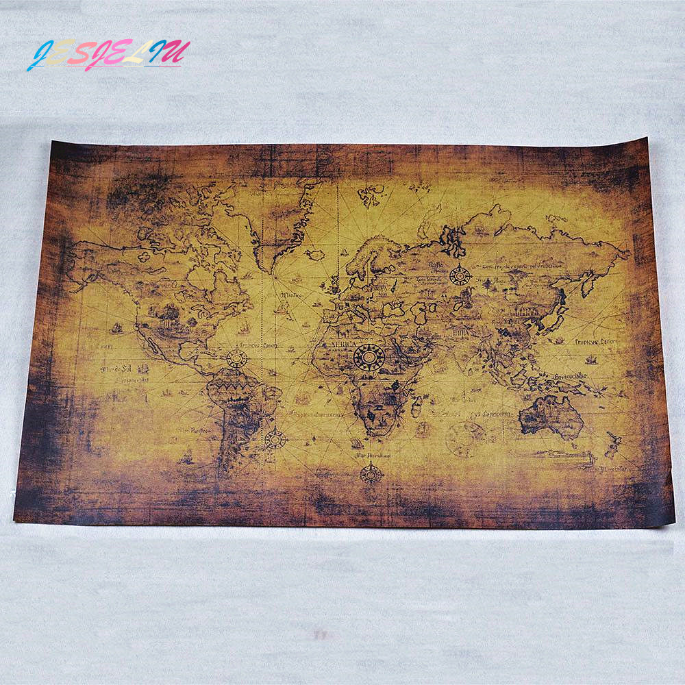Nautical Ocean Sea world map Retro old Art Paper Painting Home Decor Sticker Living Room Cafe Antique poster Map 71*51 cm