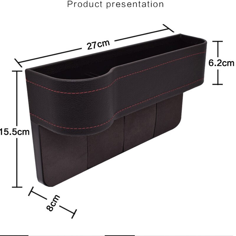 Caja de almacenamiento de cuero PU para hueco de asiento de coche, organizador de bolsillo multifuncional, soporte para botella de teléfono, accesorios para coche