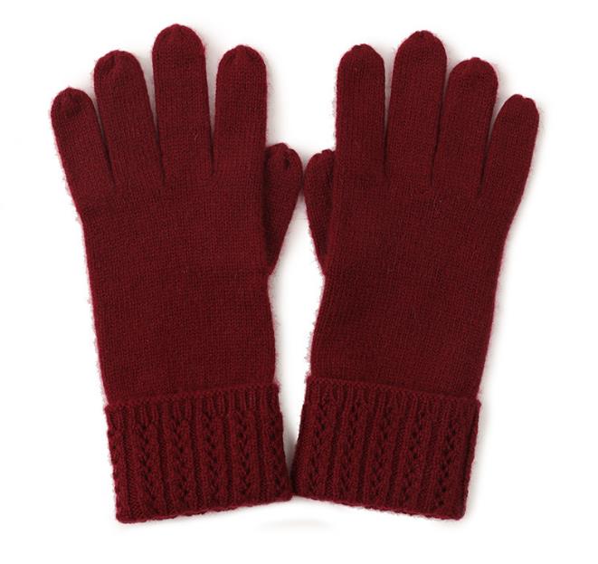Naizaiga 100% cashmere Cashmere Knitted Gloves Small Cables Vertical Edge Hollow Gloves Inner Mongolia Factory SN611: H