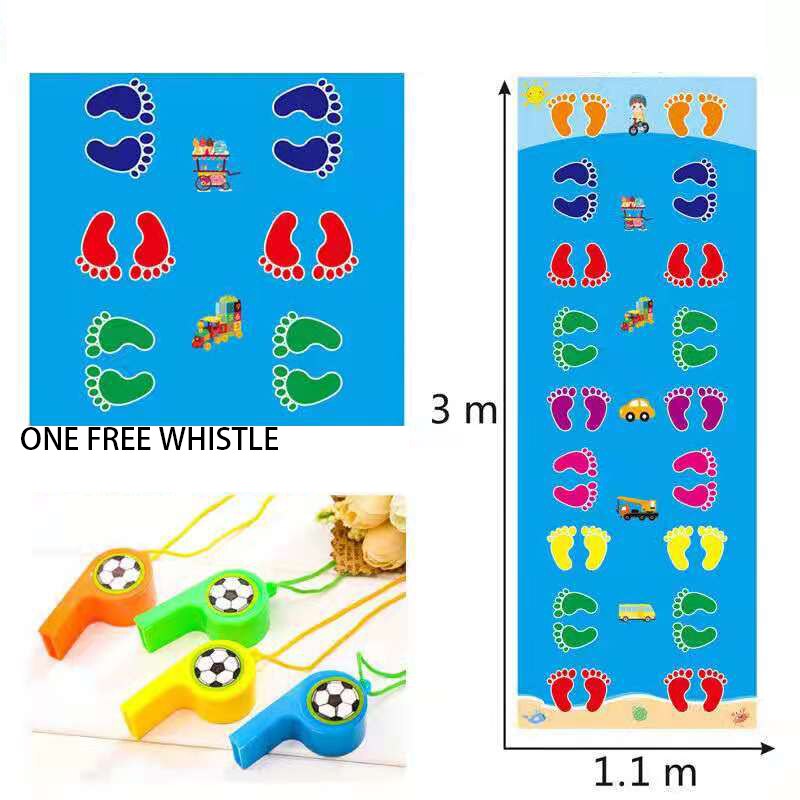 Hand and Feet Game Kids Jumping Carpet Mat Children Jump Lattice Pad Family Kindergarten Indoor Outdoor Team Toys: double blue 1