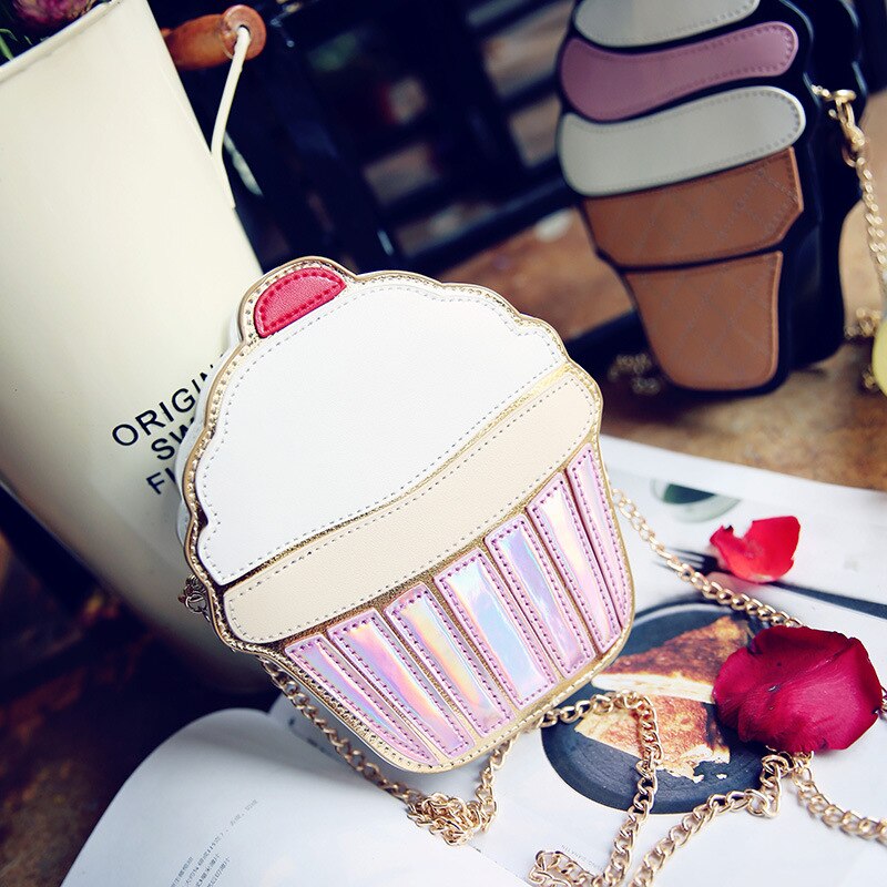 Leuke Cartoon Vrouwen Ijs Mini Bags Kleine Keten Clutch Crossbody Meisjes Schouder Tas Fruit Kleuren Popcorn Cake Zakken