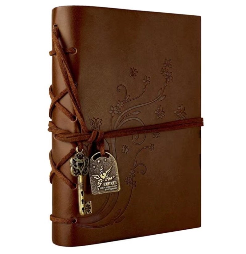 Leather Writing Journal Notebook Classic Key Bound Retro Vintage Notebook Diary Sketchbook with Unlined Travel Journals: Burgundy