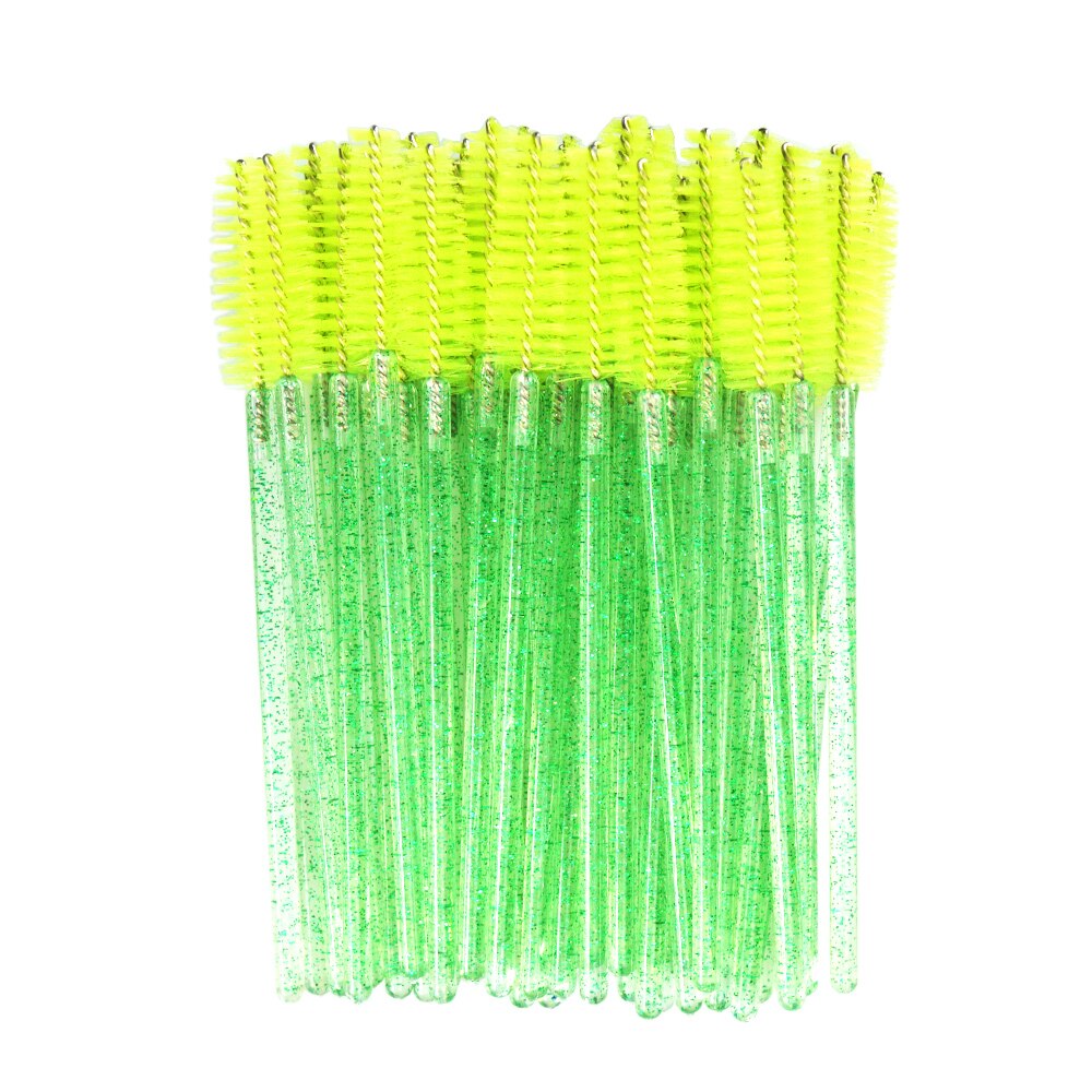 QSTY-brocha de maquillaje para pestañas, 50 Uds., aplicador de rímel desechable individual, peine, varita, herramientas de pinceles de maquillaje para pestañas, 6 colores: Verde