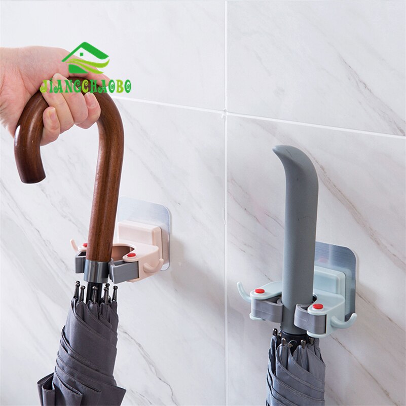 Wall Mounted Mop Holder Brush Broom Hanger Storage Rack Kitchen Organizer Mounted Accessory Hanging Cleaning Tools 3 Color