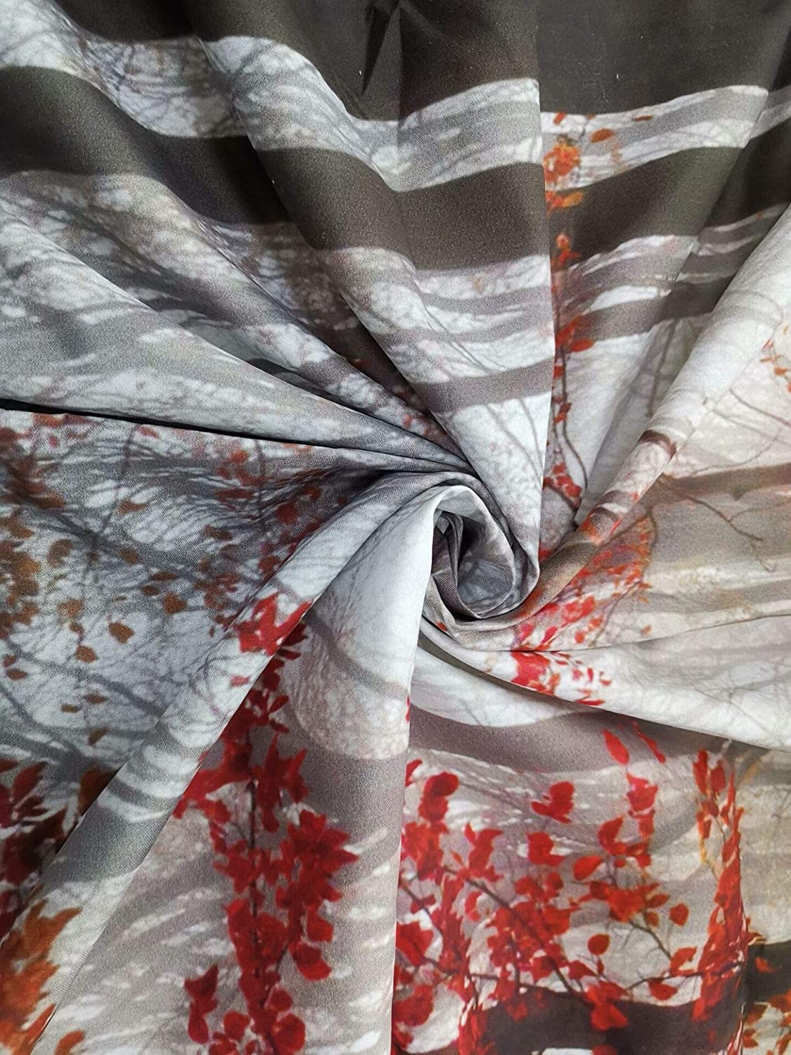 Red Forest Tapestry Mysterious Rainy Foggy Nature Scene Burgundy Tree Leaf Modern Autumn Wall Hanging Hippie Bedroom Living Room