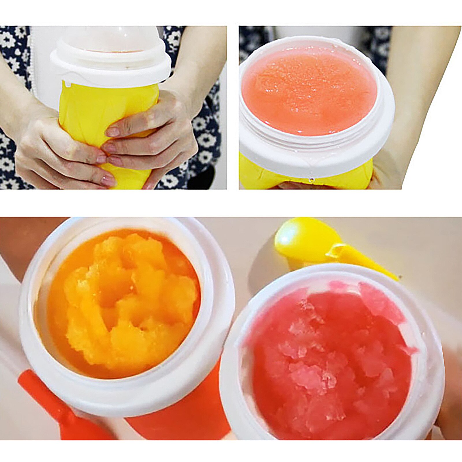 Summer DIY Smoothie Cup Pinch Into Ice Cup Silicone Double Layer Homemade Ice Cream Milkshake Juice Cup Summer Cold Keeping Cups