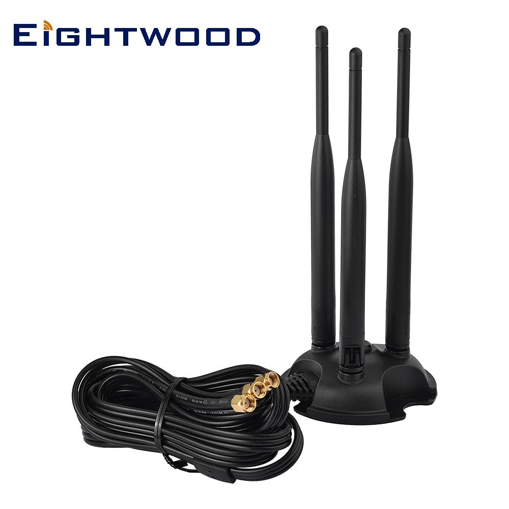 Eightwood Dual Band Wifi 2.4 Ghz 5.8 Ghz RP-SMA Antenne (Drie Antennes) voor Wifi Draadloze Router Gateway Pci Express Netwerkkaart