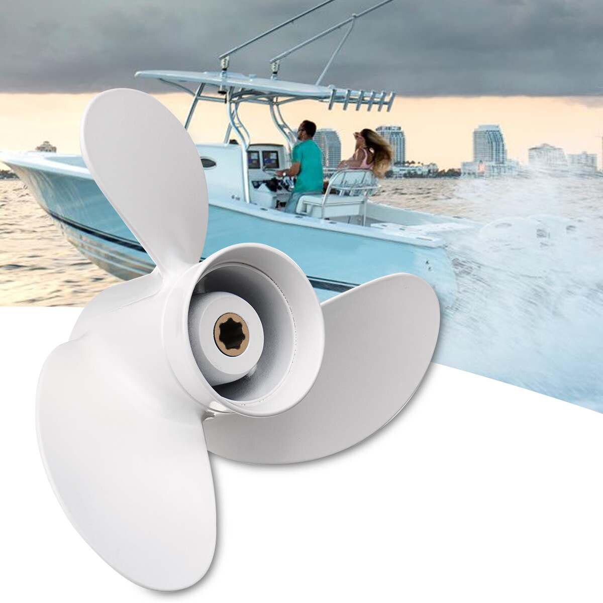 6G1-45941-00-El para Yamaha 6-8Hp 8 1/2X8 1/2 hélice de barco fuera de borda aleación de aluminio blanco 7 Spline Tooths R rotación 3 cuchillas