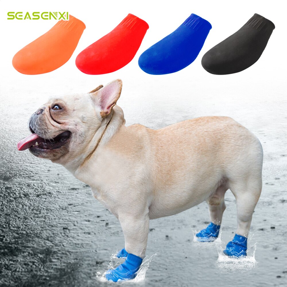 4 Stuks Waterdichte Hond Schoenen Huisdieren Laarzen Sokken Voor Kleine Honden Katten Non Slip Rubber Regen Hond Schoenen Sokken Voor outdoor Snoep Kleuren