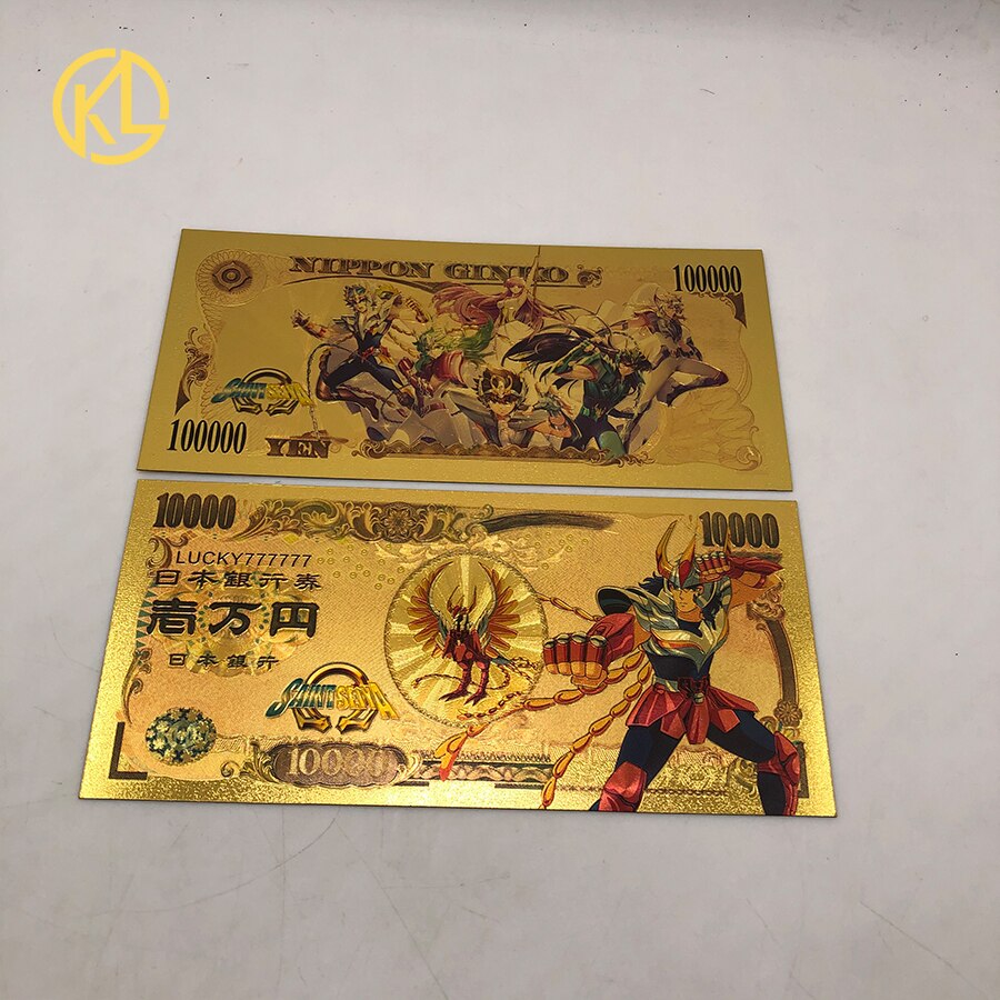 Saint Seiya – billets de banque en or, dessin animé japonais, cartes en plastique, amusant