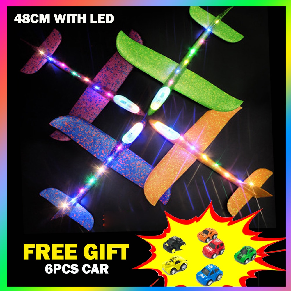 48cm LED Hand Werfen Fliege Segelflugzeug Freies Ziehen Auto spielzeug EPP Schaum flugzeug draussen Starten Flugzeug Spielzeug für freundlicher Puzzle Modell