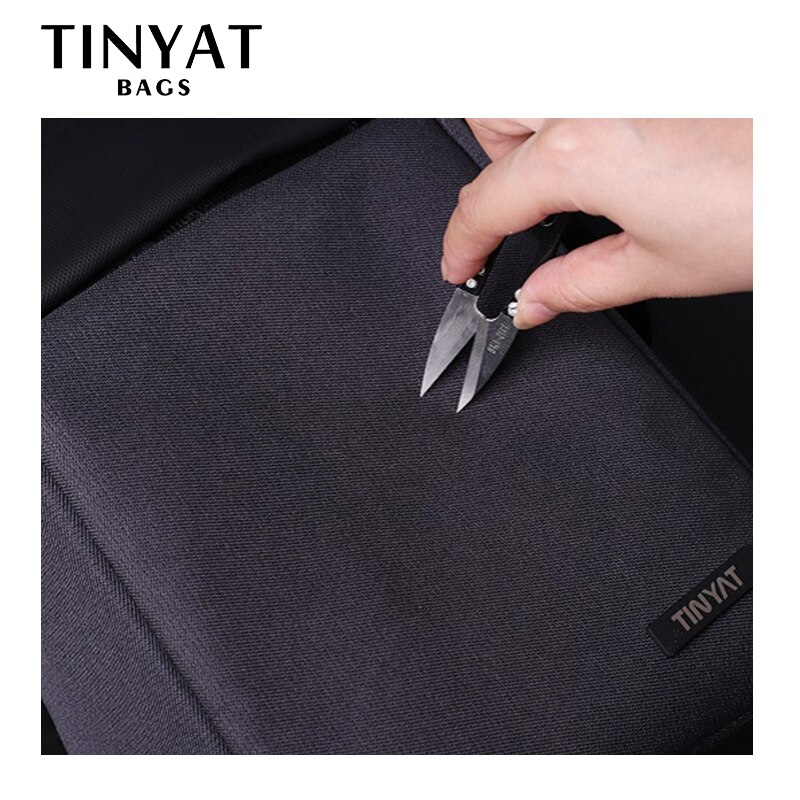 Tinyat Mannen Anti-Diefstal Schoudertas 7L Mannen Borst Bag Fit 9.7 Inch Ipad Korte Trip Zwarte Tas multi Zakken Messenger Bag T613