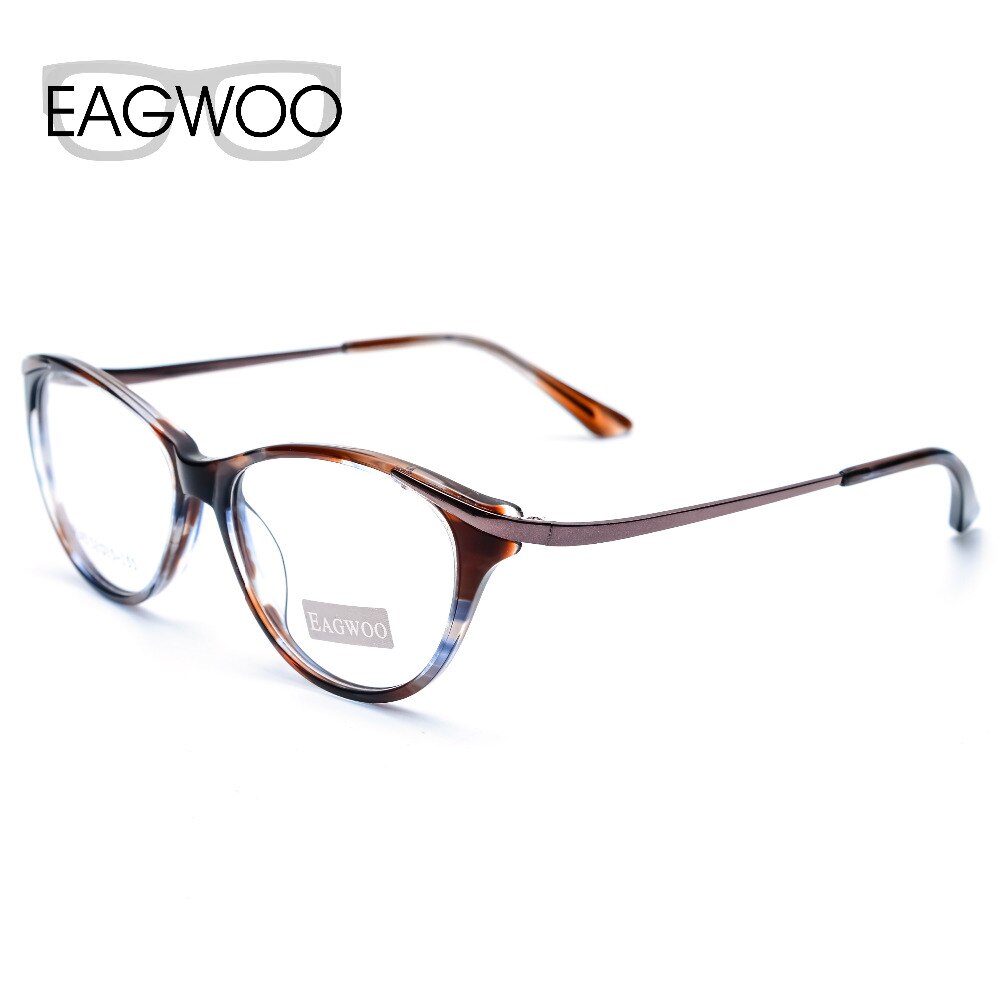 EAGWOO-gafas con de ojo de gato para mujer, lentes de con marco óptico borde completo, graduadas, color gris Tortuga, 8158
