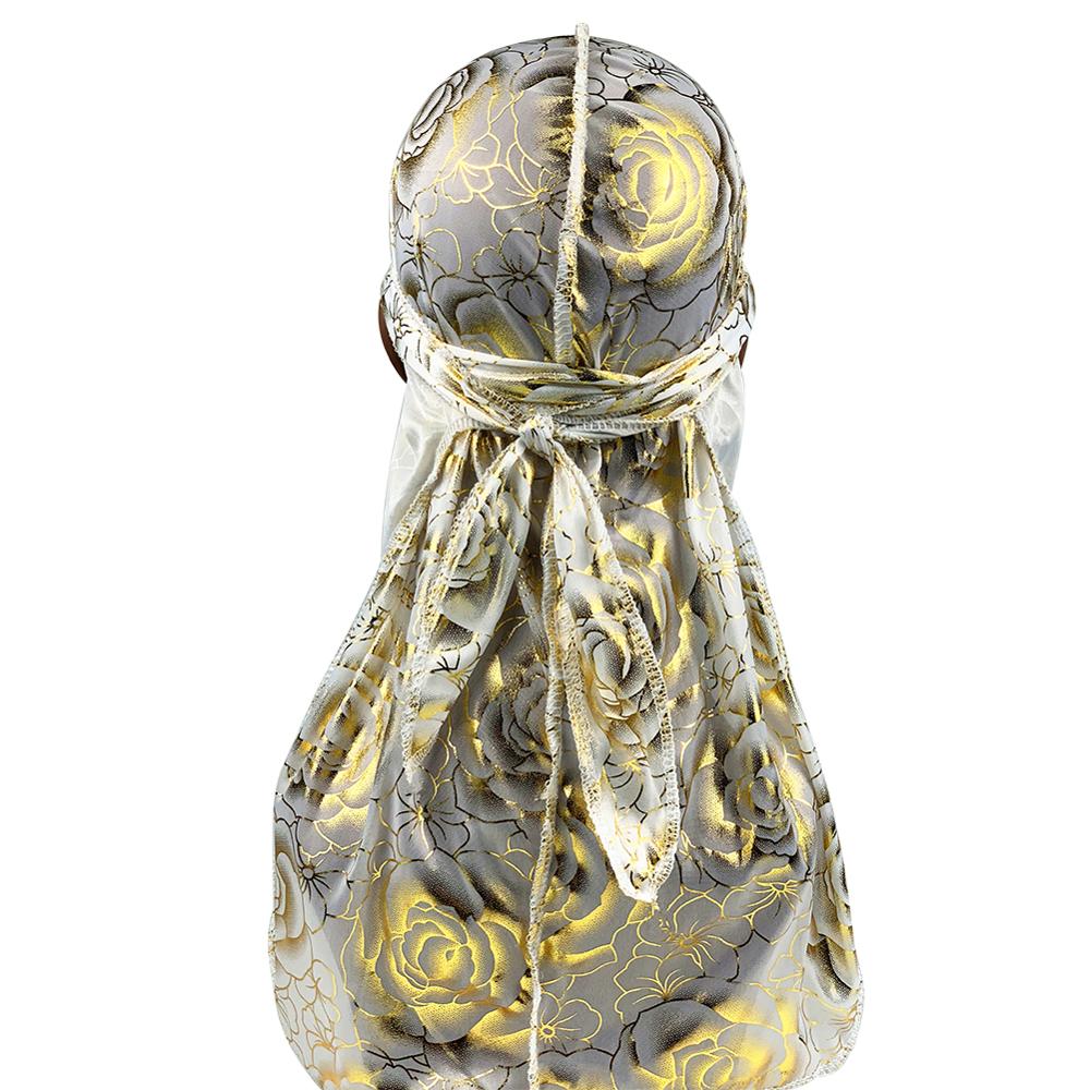 Turbante con estampado personalizado para hombre, Bandanas con estampado de rosas, correas largas de seda, accesorios para el cabello: Azul cielo