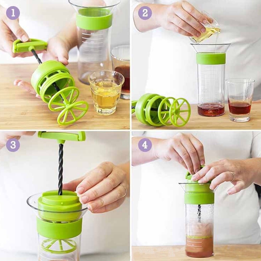 300ml Salad Dressing Shaker Cup Universal Multifunctional Unique Manual Gadget Mixer Frother Whisk Sauces