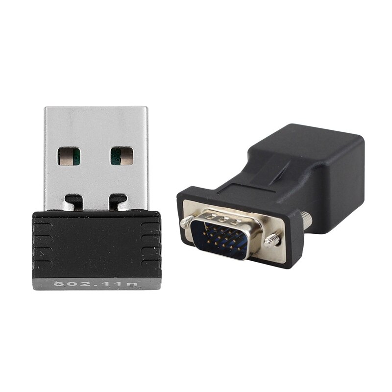 Adaptador de red inalámbrico Mini WiFi USB de 150Mbps y 150M con extensor VGA adaptador de macho a LAN adaptador de Cable de red CAT5 CAT6 RJ45: Default Title