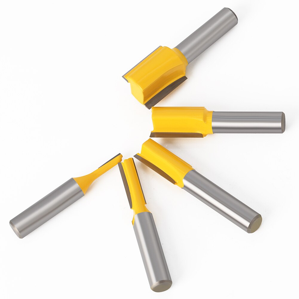 5PCS 8mm Shank Straight Woodworking Router Bit Set Carpenter Milling Cutter 3/6/10/12/16mm Cutting Diameter