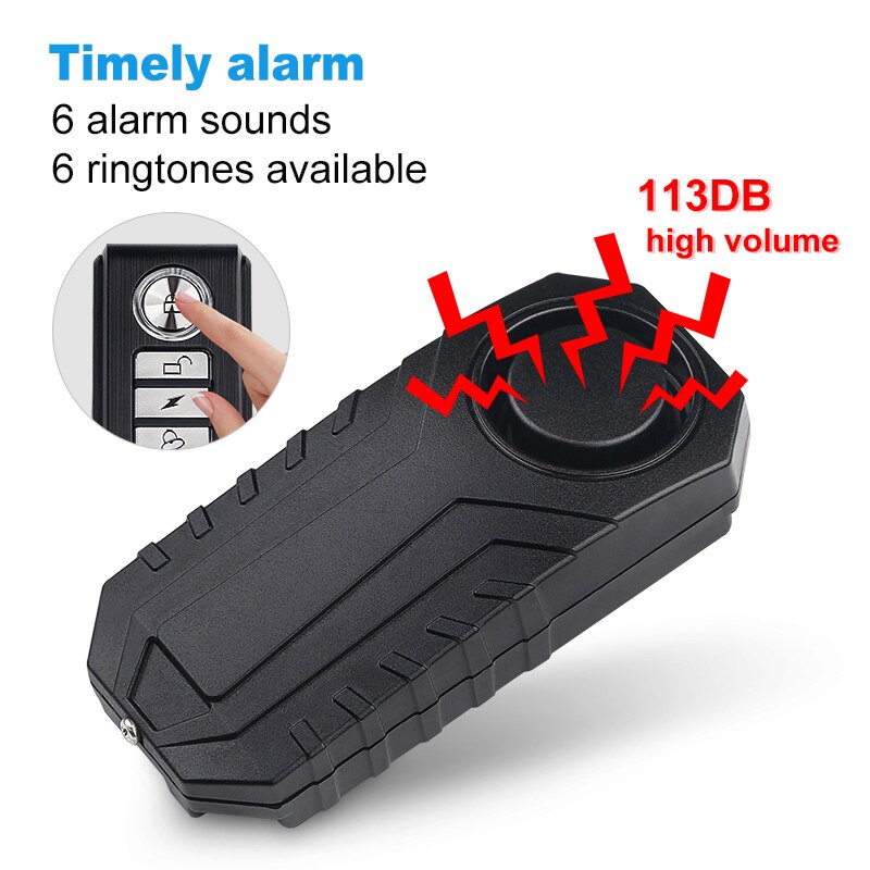 Waterproof Bike Anti-Theft Alarm Wireless Remote Control Motorcycle Bicycle Security Alarm 113dB Electric Car Alarm Sensor