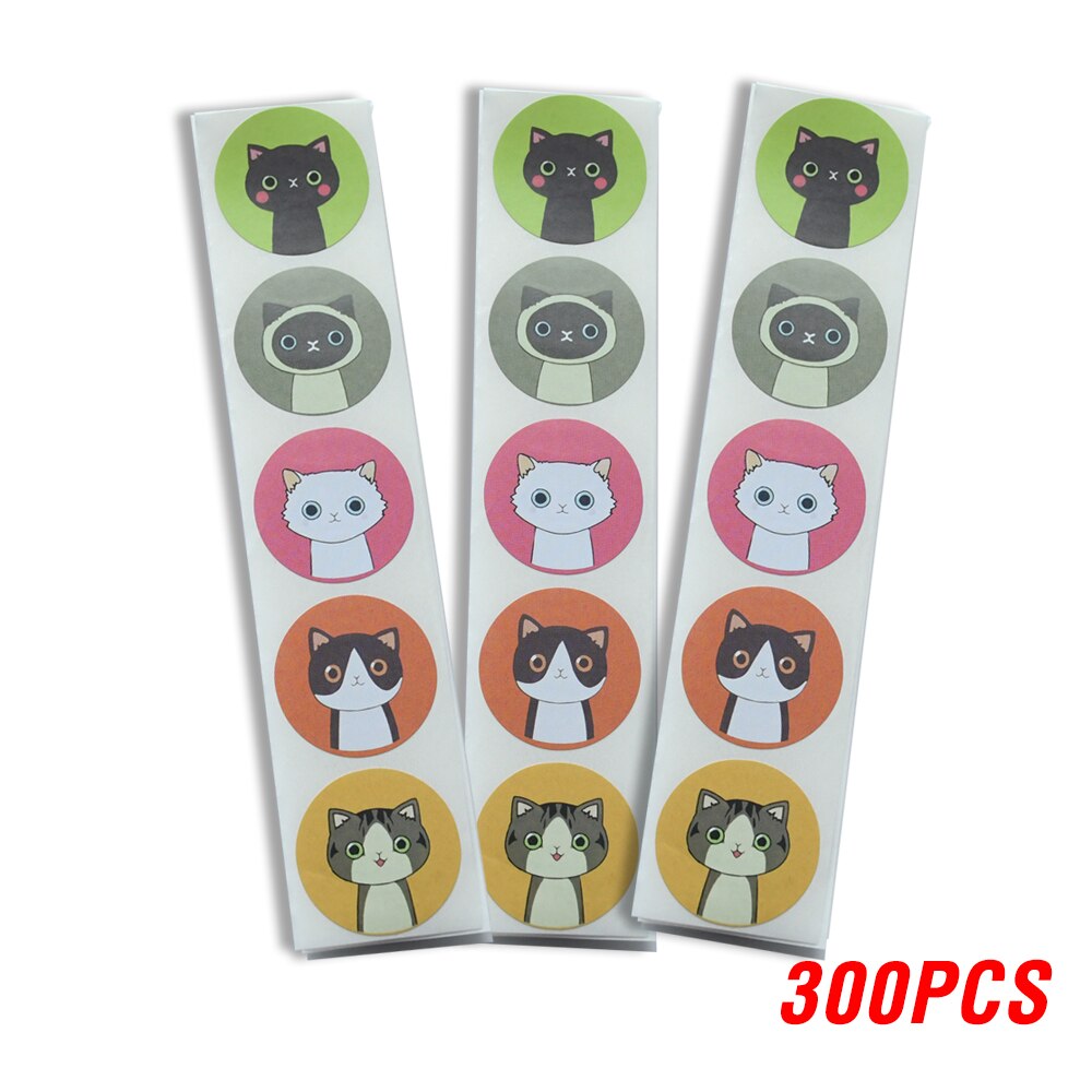 100-500pcs/roll Lovely Cat Stickers For School Reward Stickers Classroom Decoration Encouragement Sticker For Student Teacher: QY576-300pcs
