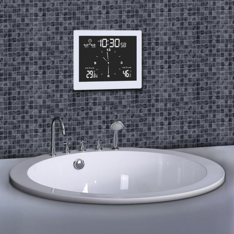Multifunctionele Smart Wekker IPX4 Waterdicht Wekker Digitale Wekker Temperatuur Vochtigheid Display Fm Radio Kalender