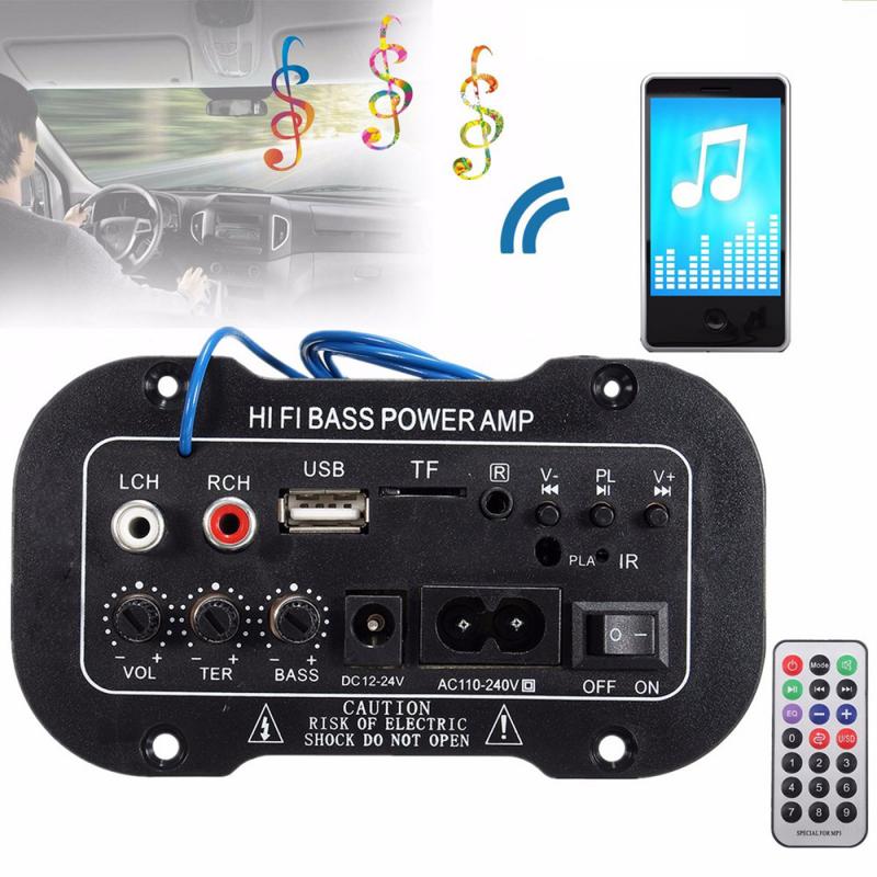 Audio Digital Amp Car Bluetooth 2.1 Hi-Fi Bass Power AMP Mini Car Amplifier Radio Audio Digital Amplifier USB TF Remote Control