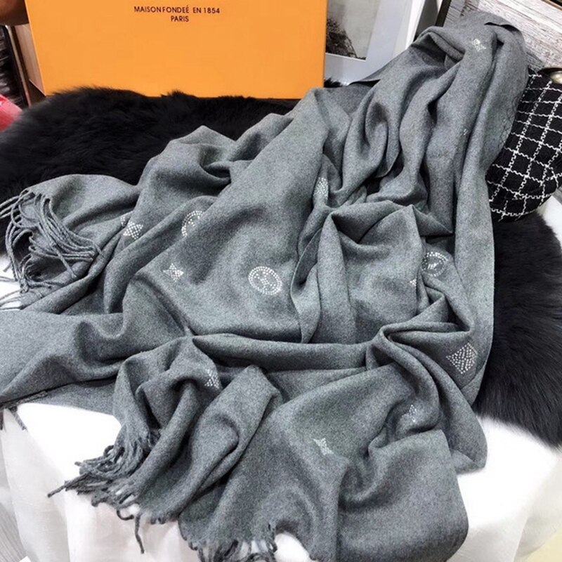 Winter Warm -drilling Scarf Women Pashmina Shawl Cashmere Solid Scarves Blanket Shawls scarf female stole: style 14