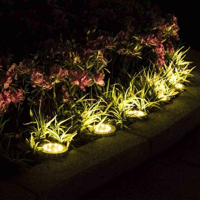 Solar Ground Lights 8 LED Solar Disk Lights Waterproof In-Ground Lights Landscape Lights for Pathway Yard Deck 12 Packs: Warm White