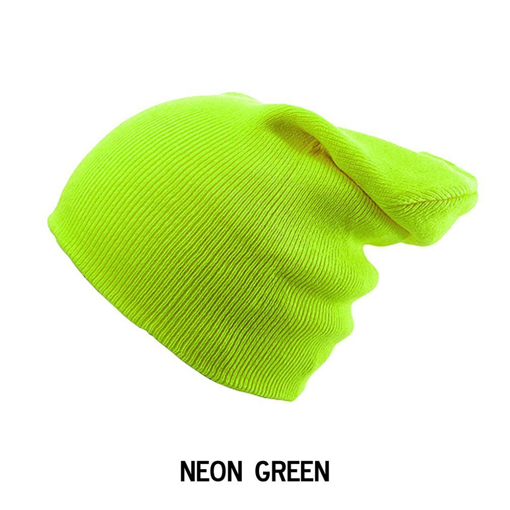 Mistdawn 2022 unisex strikket slouch skullies hunhue hue kvinder mænd efterår vinter varme huer ski cap one size: Neongrøn