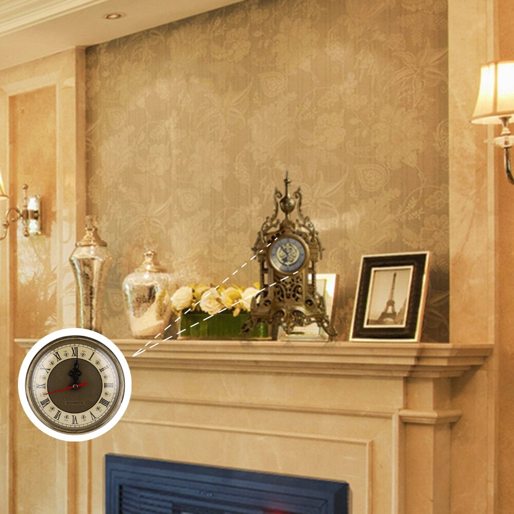 1Pc 2-1/2 "(65Mm) ronde Wandklok Quartz Uurwerk Insert Romeinse Cijfer Wit Gezicht Gold Trim Quartz Mechanisme Diy Onderdelen Thuis