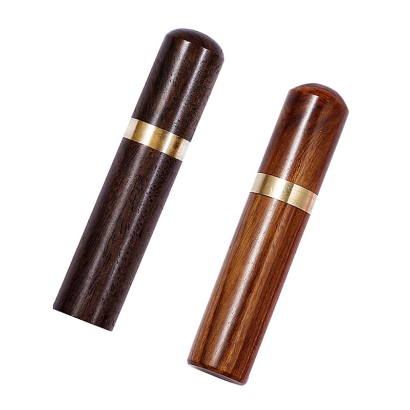 Round Mahogany Needle Stroage Box Practical Thicken Portable Household DIY Needle Storage Tube Not Inclued Needle