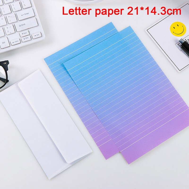 Graduated Color Letter 4 PCS Writing Lined Paper and 2 PCS Envelopes Writing Stationary Set For Kids Office School: Purple