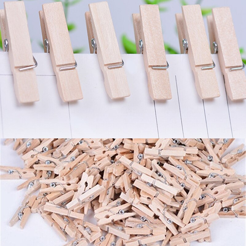 50 stuks zeer kleine mijnmaat 25mm mini natuurlijke houten clips voor fotoklemmen wasknijpers knutseldecoratieklemmen knijpers