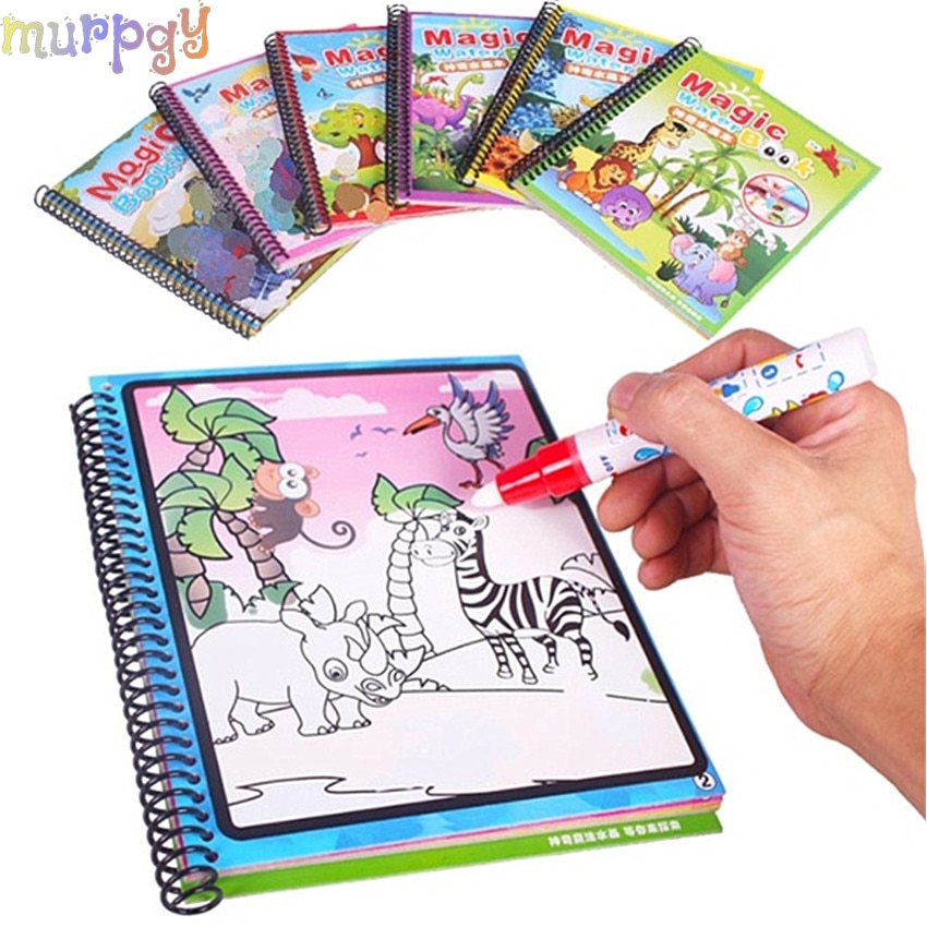 1PCS Montessori Libro Da Colorare Doodle & Magic Pen Tavolo Da Disegno Pittura Acqua Magica Disegno Libro Per Bambini Giocattoli regalo di Compleanno regalo