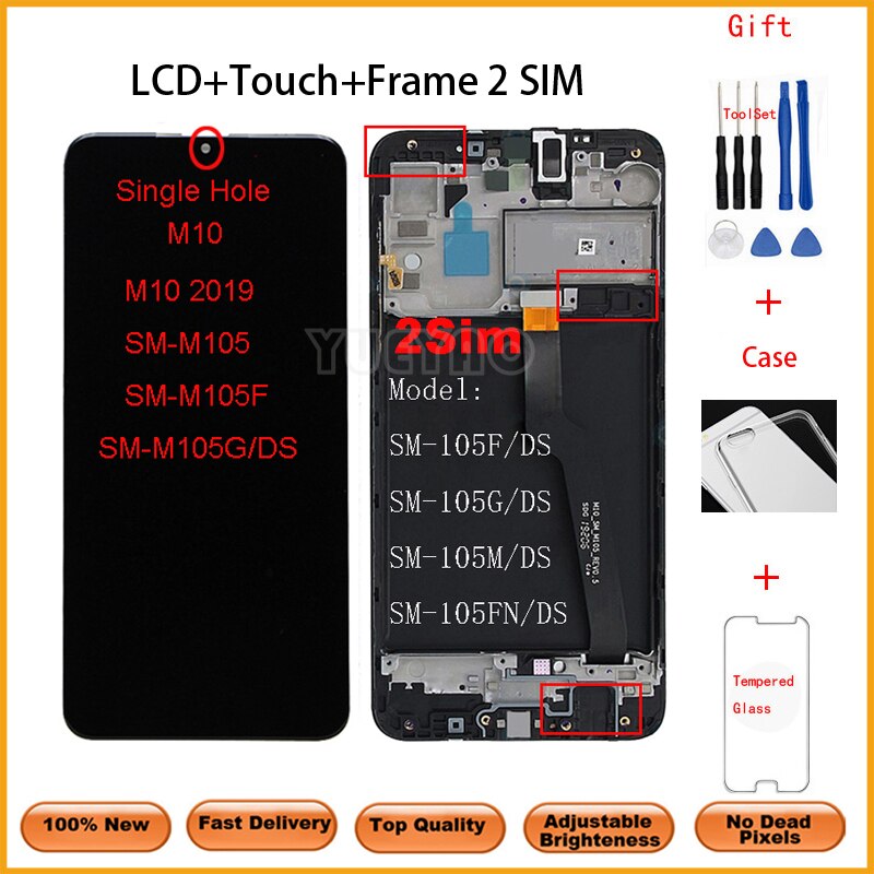 6.2 "LCD Per Samsung Galaxy A10 A105 A105F SM-A105F Display LCD sostituzione Dello Schermo Digitizer Assembly con la Struttura: M10 2SIMFrameWithGif