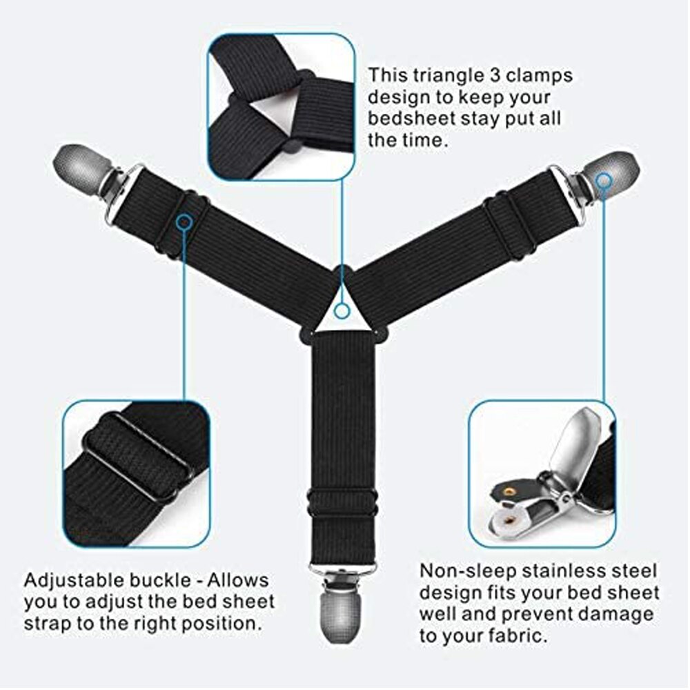 4 Stks/pak Elastische Cover Dekens Grijpers Fixing Antislip Riem Clip Voor Vaste Matras Diy Huishoudelijke Producten