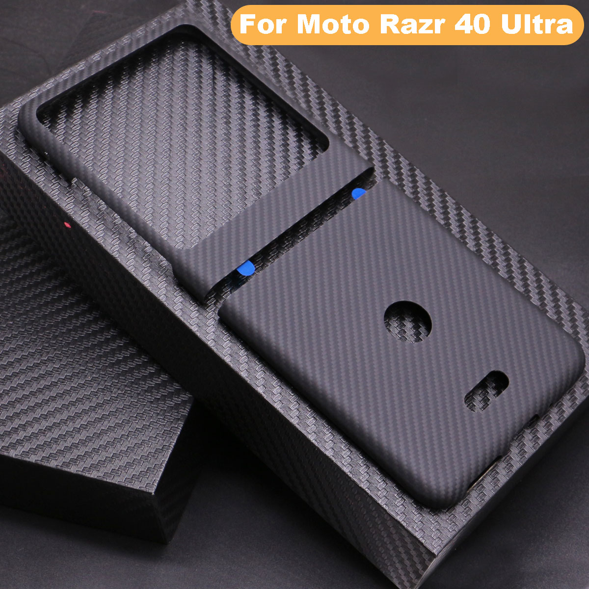 Ultra-Thin Carbon Fiber Phone Case For Motorola Moto Razr 50 40 Ultra Pure Carbon Aramid Fiber Lightweight Anti-friction Cover: Denim / Blue