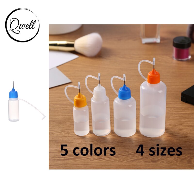 QWELL 5pcs/set 10/20/30/60ML Needle Tip Bottles Empty Applicator Bottles for DIY Liquid Paint Glue Craft Dropper Dispenser