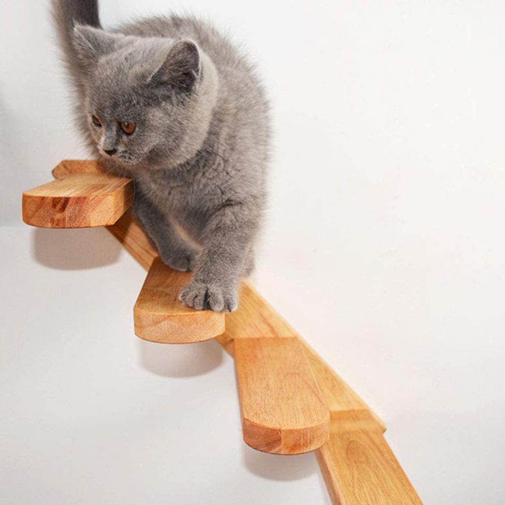 Offres Spéciales! Échelle d'escalier murale pour chats en bois massif, étagères d'escalade, jouets pour animaux de compagnie