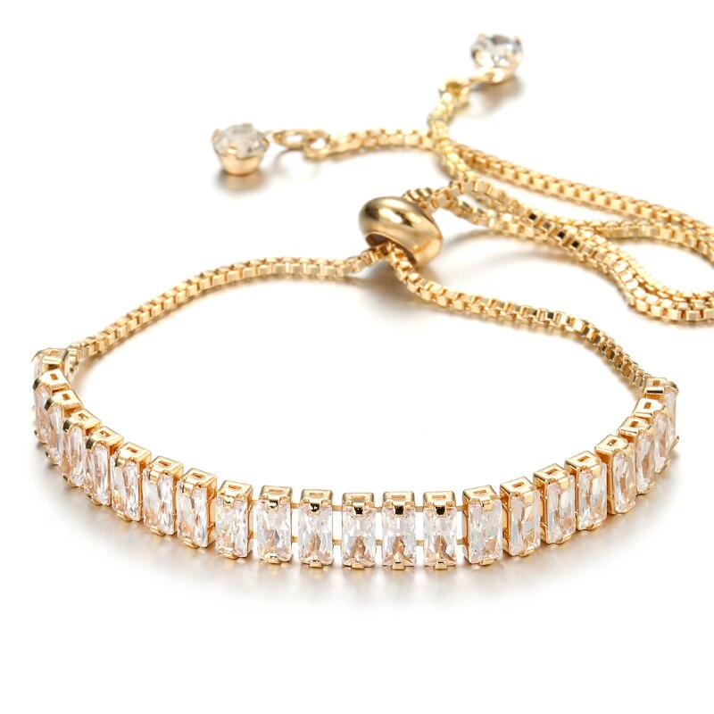 Kinel CZ Colorful Telescopic Bracelets For Women Gold Chain Charm Bangles Fasion Jewelry Party: White
