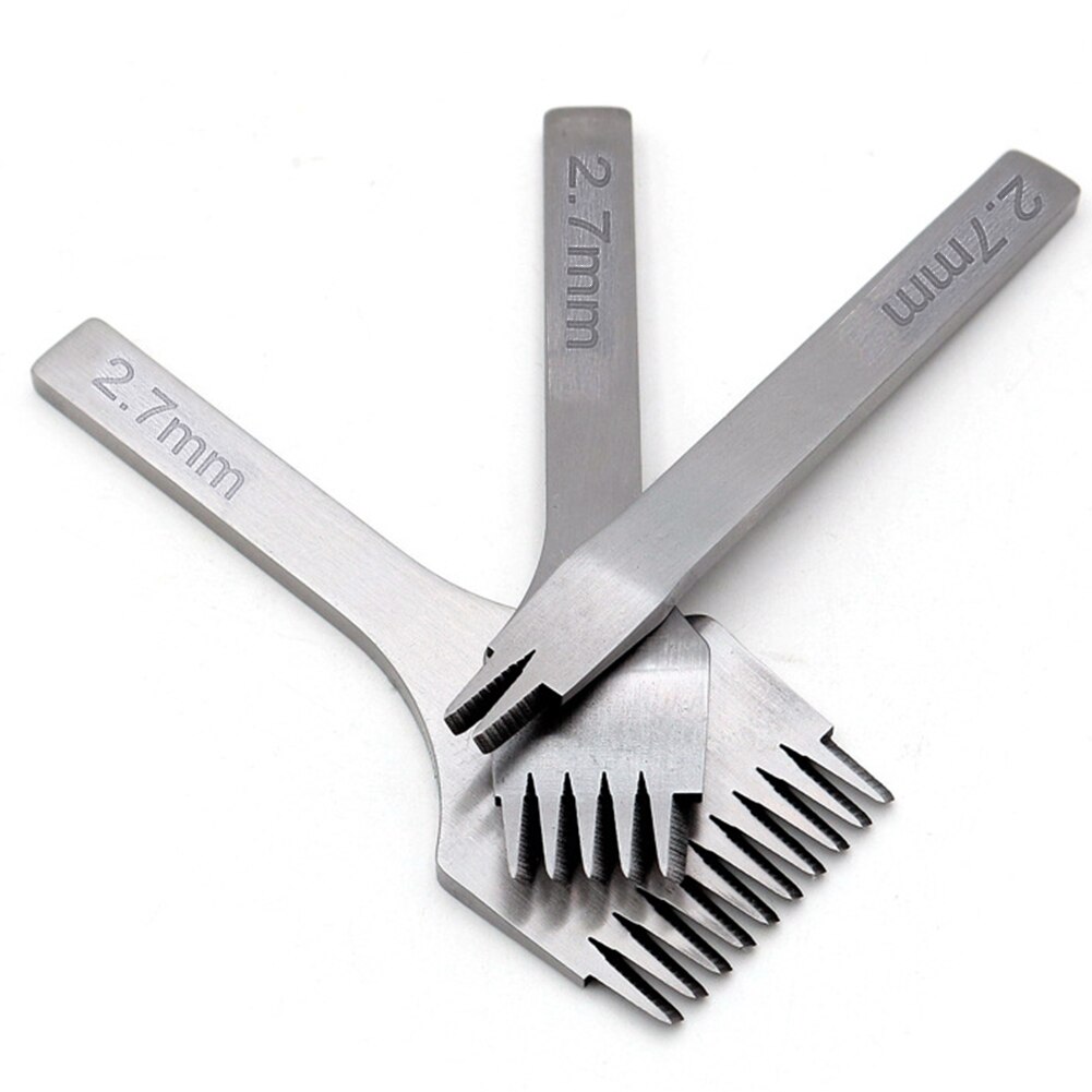 White Steel Stitching Lacing Punch Chisel Oblique Flat Cut Gear Pitch Tool Polished Prongs Leather Craft Hole Puncher Pitch Tool