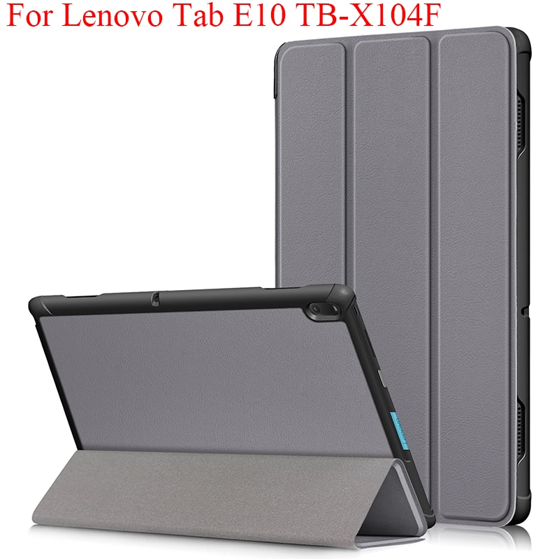 For Lenovo Tab E10 TB-X104F Case Tri-Fold Flip Stand Magnetic Cover Tab E10 E 10 X104 X104f Tablet TabE10 Solid Color Shell