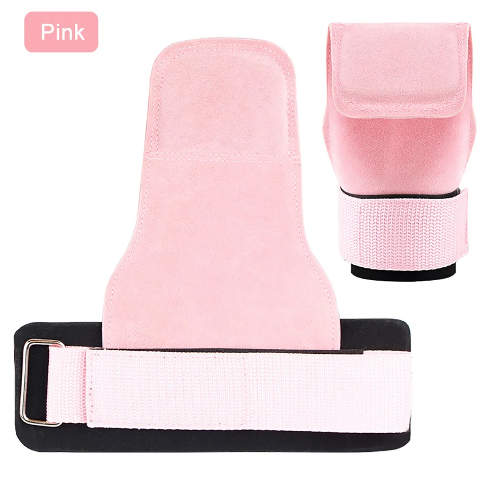 1 Stuks Koeienhuid Gym Handschoenen Anti-Slip Gewicht Power Riem Lifting Pads Deadlift Riem Workout Crossfit Fitness Handschoenen Palm bescherming: Rood