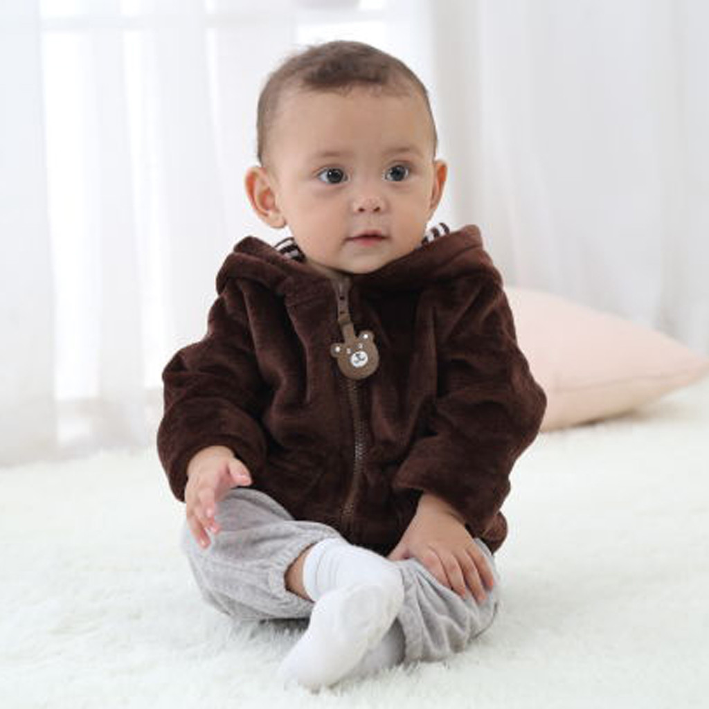 MUQGEW Pasgeboren Baby Jongens Meisjes Cartoon Lange Mouwen Warm Hooded Coat Kleding Snowsuit