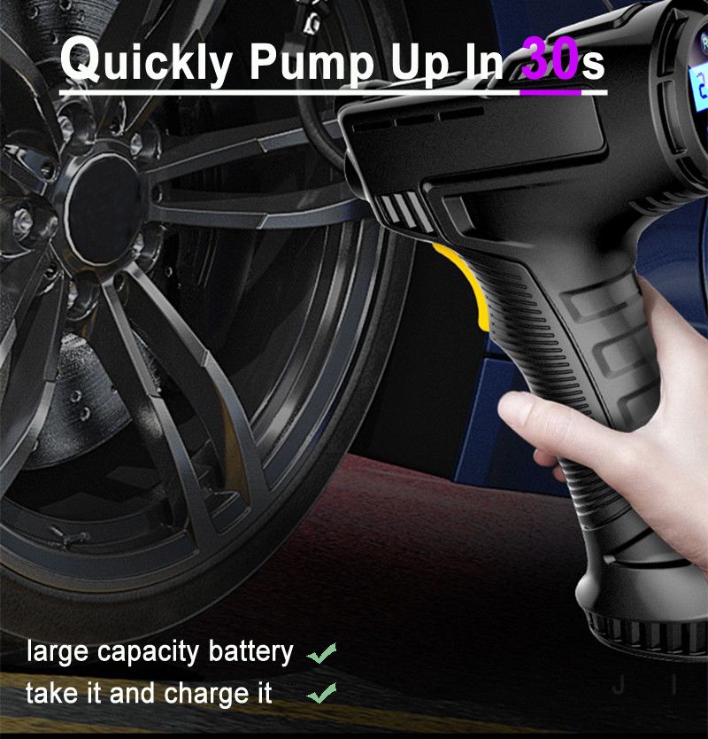 120W Rechargeable Air Compressor Wireless Inflatable Pump Portable Air Pump Car Tire Inflator Digital for Car Bicycle Balls