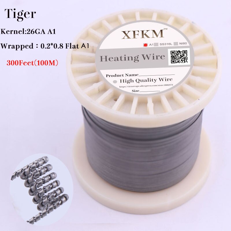 XFKM 300Feet(100M)/roll Alien Clapton Tiger Fused Wire heating wire for RDA RBA Rebuildable Atomizer Vaporizer coils: tiger 100m