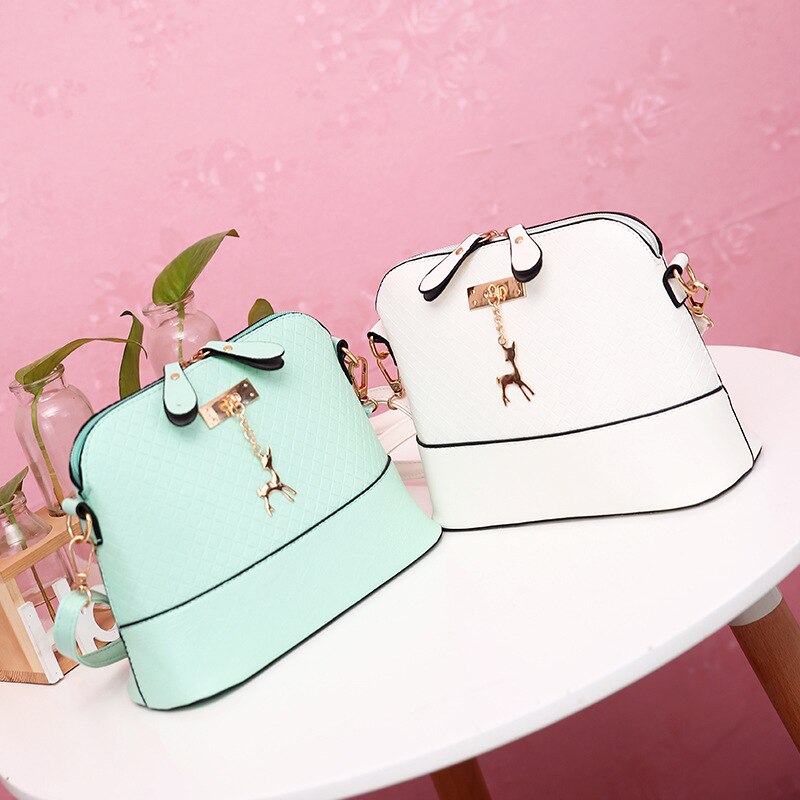 Vrouwen Messenger Bags Mini Pu Lederen Tas Met Herten Speelgoed Shell Vorm Zak Vrouwen Schoudertassen Dames Rits handtas