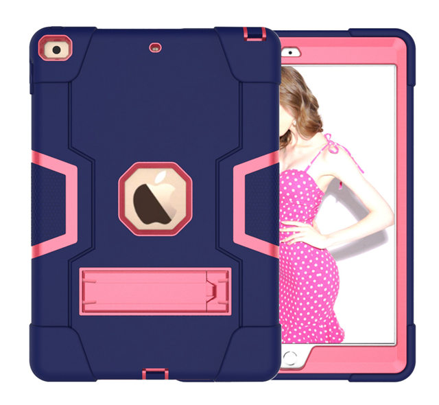 Heavy Armor Shochproof kids Silicone Cover case for iPad 10.2 7 7th Gen A2198 A2200 A2197 10.2" Tablet Funda Capa: Navy Rose