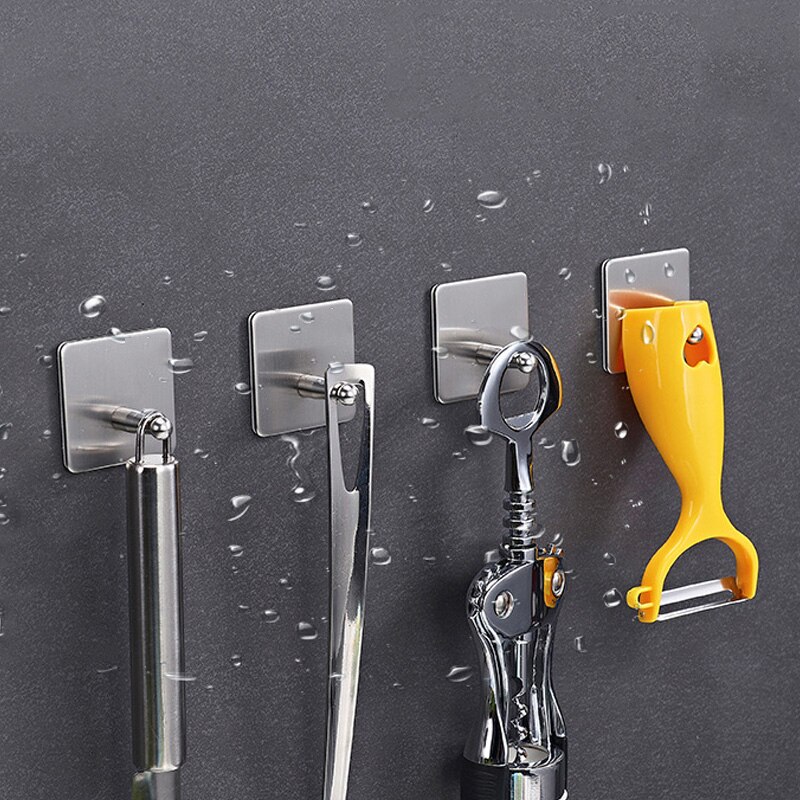 Geen schroef nodig moderne 304 roestvrijstalen zelfklevende badkamer vierkante handdoekhaak jas hoed deurhaak hanger badkameraccessoires